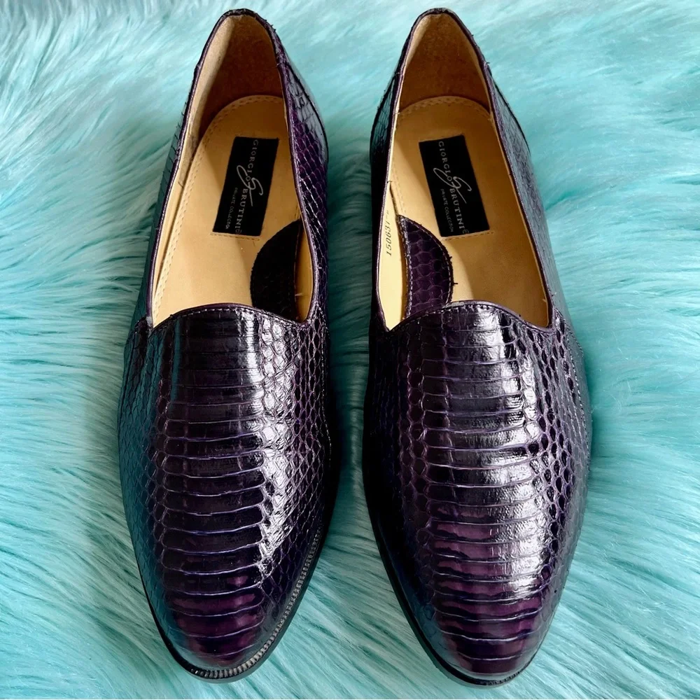 Giorgio Brutini Snake Skin Vintage Purple Loafers Men Size 11 Dress Shoes